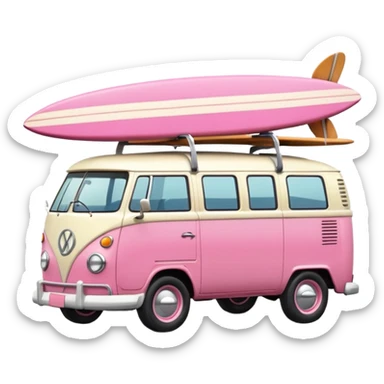 pink van with a surf board on it sticker