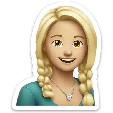 smiling blonde girl with necklace sticker