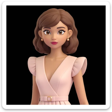 Zendaya as a classic 3D Disney princess, expressive and charming, large eyes, soft lighting, smooth skin, detailed hair, elegant dress, classic Disney look sticker