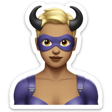 rainy day superhero in bodysuit with horns sticker