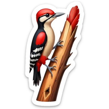 A colorful woodpecker tapping on a tall tree. sticker