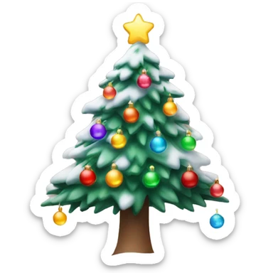 Snowy Christmas tree with colorful lights and ornaments   sticker
