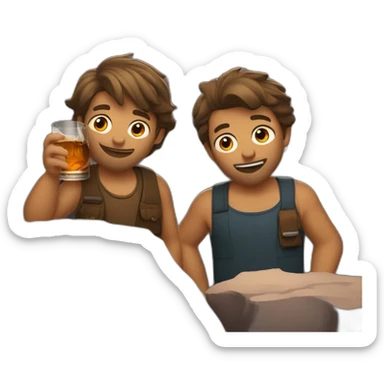 Two guys drinking whiskey in the rocks sticker