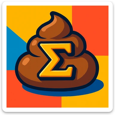 Make the sigma poop icon look more 3D with shading and depth, keeping it playful and clear. sticker