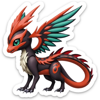 Meloetta-Yveltal-Nargacuga-Noivern-Pokémon-Fakémon-creature sticker
