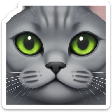 Dark grey British shorthair with green eyes grumpy sticker
