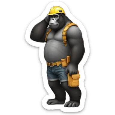 serious builder gorilla in full growth sticker