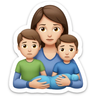 Exhausted Light brunette fit mom with 3 sons sticker