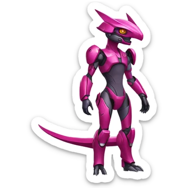 a Genesect-Raptor-Fakémon-—hybrid with a futuristic visor-helmet full body sticker
