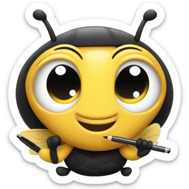 cute busy bee with pen sticker