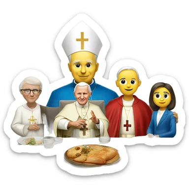 Pope John Paul II With normal family at the dinner. Pxar style sticker