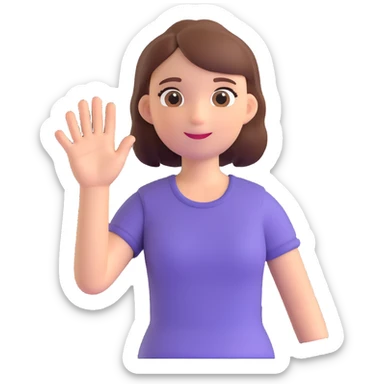 a girl with short-sleeved top, waving hand sticker