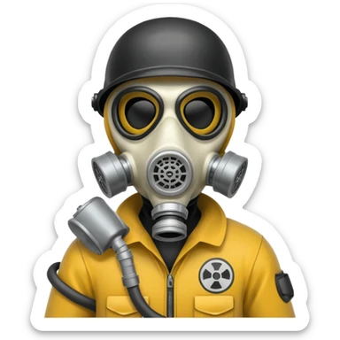 Skeleton wearing a gas mask sticker