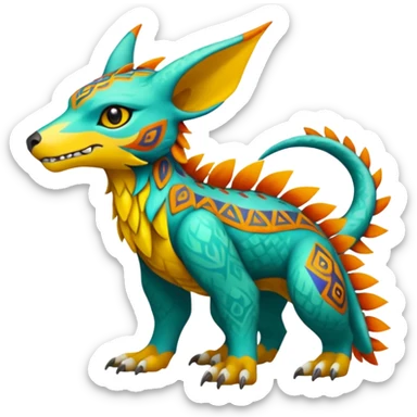 colorful lush tribal exotic patterned beautiful elegant pretty realistic Fakémon-Digimon-Fionbri-Trico-creature (full body) sticker