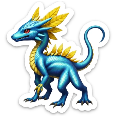 Shiny Iridescent Helioptile-Salandit-Jolteon-Fakémon-hybrid-creature (full body)  sticker
