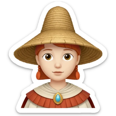 ancient roman conical hat, white, half body sticker