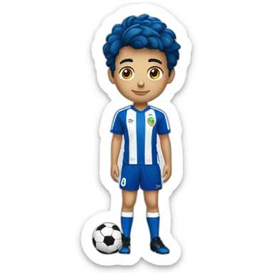 Niño con equipación de fútbol del recreativo de huelva sticker
