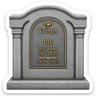 ein Grabstein mit: Hier ruht die SVP 1971 - 2025 sticker