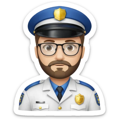 Police officer with glasses and beards(white uniform) sticker