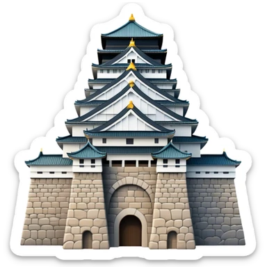 Cinematic Realistic Osaka Castle Landmark Emoji, showcasing the majestic historic castle rendered with dramatic stone textures and regal, natural lighting. sticker