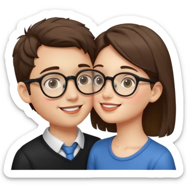 boy with spects kissing a girl sticker