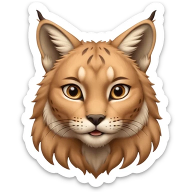 A high-resolution photo-realistic digital illustration of a majestic young lynx, chest upward  sticker