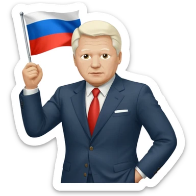 Boris Eltsin and Russian 1991 flag sticker