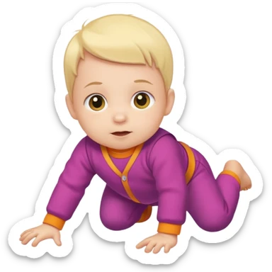 baby wearing colorful clothes crawling on the floor sticker