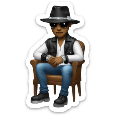 black gangsta fedora sitting with rhinestone glove sticker