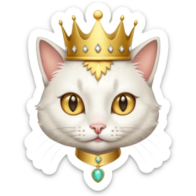 Cat with tiny gold jeweled crown — cute and smug sticker
