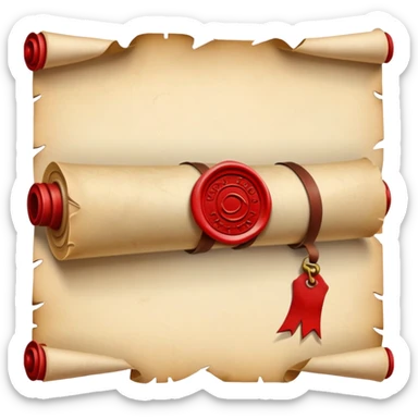 old rolled parchment scroll with wax seal sticker