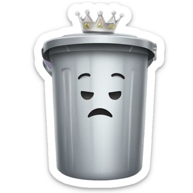 trash can with a crown on the lid sticker
