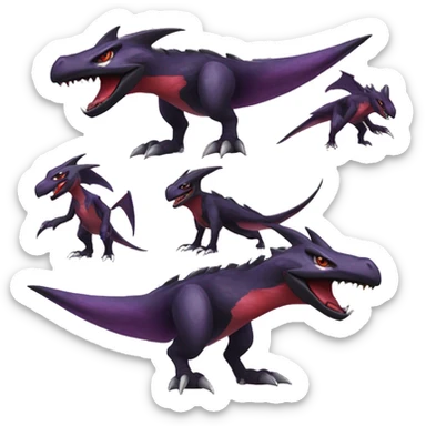 Black Cool Edgy Nargacuga-Garchomp-Noivern Fakémon  with White and Red and purple and black Edgy markings sticker