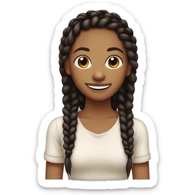 light brown girl with black knotless braids smiling very hard sticker