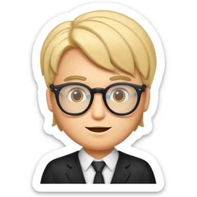 Erstelle mir eine Emoji von einem Jungen. Hautfarbe Bräunlich, Jung und Gutaussehend, mit durchsichtiger Brille und playboy Frisur  sticker