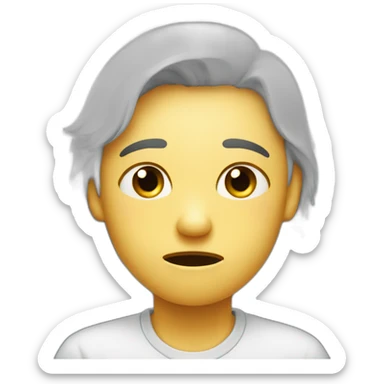 a crying look on one's face when working at night sticker