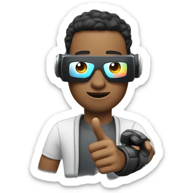 men with virtual reality hand controller sticker