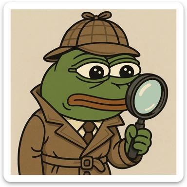 Pepe the Frog as a detective with magnifying glass sticker