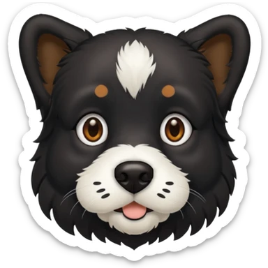 haz un perro negro con las patas y el ozico blancos toques marrones mucho pelo y ojos marrones menos marron menos pelo sticker
