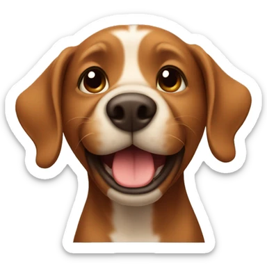 a brown dog holding a congratulations  sticker