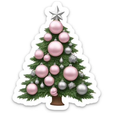 Christmas tree with pale pink and silver ornaments sticker