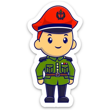 tomato wearing Napoleon Bonaparte's bicorne hat and military officer uniform sticker