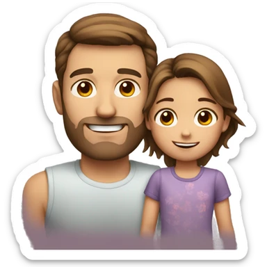 Dad with brown hair and little girl with brown hair sticker