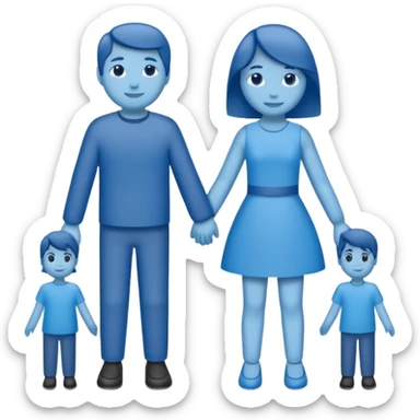 bonequinhos recortados de papel azuis de mãos dadas sticker