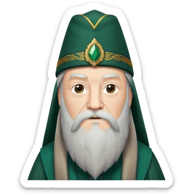albus dumbledore long beard from harry potter with dark green turkish fez hat and decorative motifs, no gem sticker