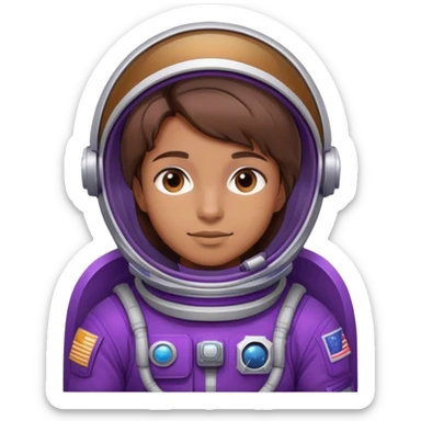 gen z with brown hair in purple astronaut suit sticker
