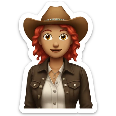 cowgirl with red hair sticker