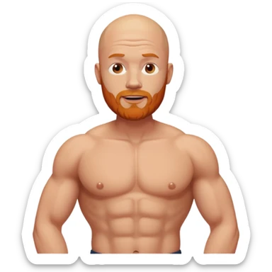 bald guy with a ginger beard an muscles shrugging his shoulders sticker