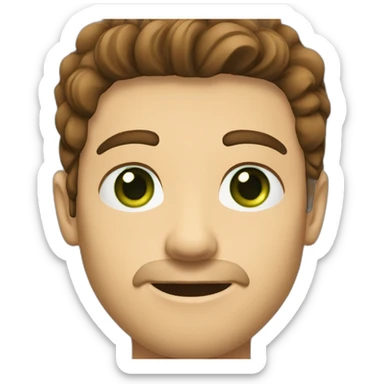 a guy with brown hair middle part green eyes and sharp jaw sticker