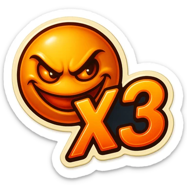 grin EVIL LOOk , Make it say "X3"" sticker